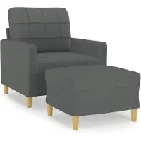 vidaXL Fauteuil avec pouf gris foncé 60 cm Tissu