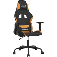 vidaXL Chaise de jeu avec fonction de massage Noir et orange Tissu