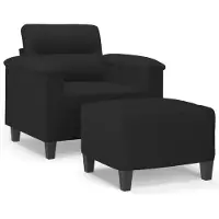 vidaXL Fauteuil avec tabouret Noir 60 cm Tissu microfibre