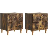 vidaXL Cabinet de chevet 2 pcs Chêne fumé 43 x 34,5 x 48 cm