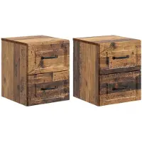 vidaXL Cabinet de chevet mural 2 pcs Bois ancien 34,5 x 33 x 40 cm