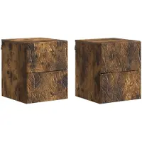 vidaXL Cabinet de chevet mural 2 pcs Chêne fumé 34,5 x 33 x 40 cm
