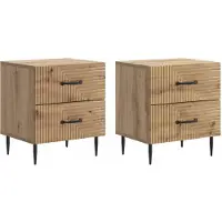 vidaXL Cabinet de chevet 2 pcs Chêne artisanal 43 x 34,5 x 47,5 cm
