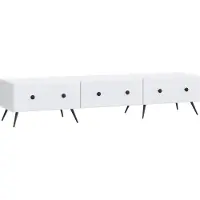 vidaXL Meuble TV avec tiroirs, blanc, 147 x 34,5 x 30 cm, aggloméré