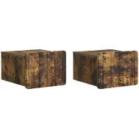 vidaXL Cabinet de chevet mural 2 pcs Chêne fumé 33 x 34,5 x 24 cm