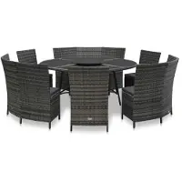 vidaXL Ensemble de jardin 7 pièces avec coussins Poly Rattan Gris