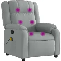 vidaXL Fauteuil relax de massage, tissu gris clair