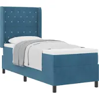 vidaXL Lit boxspring avec matelas et tête de lit, bleu, 80 x 200 cm, velours