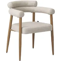 Selsey Pragess – Chaise de salle à manger avec revêtement bouclé, beige/chêne naturel