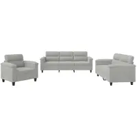 vidaXL Ensemble de canapés 3 pièces avec coussins gris clair tissu microfibre