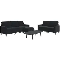 vidaXL Ensemble de canapés 3 pièces avec coussins Noir velours