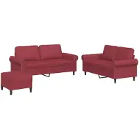 vidaXL Ensemble de canapés 3 pièces avec coussins vin rouge similicuir