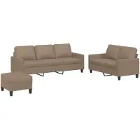 vidaXL Ensemble de canapés 3 pièces avec coussins Cappuccino-Brun Similicuir