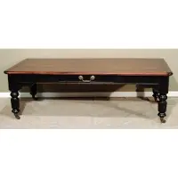Casa Padrino Table basse de style antique, noire et marron, en bois massif de pin et en métal, dimensions : 140 x 70 x 48 cm