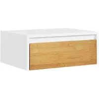 SoBuy Table de chevet suspendue avec éclairage LED - 1 tiroir - Blanc - 29 x 40 x 15 cm