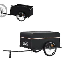 Wiltec Remorque pour vélo 65 kg max., 1390 x 880 x 600 mm, Cadre protège-roue, Timon rabattable & Attelage rapide, Transport de charges Randonnée Voyage, Chariot pour bicyclette