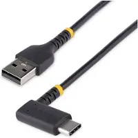 StarTech.com .com Câble de Charge Rapide USB-A vers USB-C de 2m, Robuste, Coudé à Droite, Charge et Synchronisation, 3A, USB 2.0, Gaine TPE et Fibre d'Aramide - Cordon de Charge USB