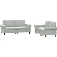 vidaXL Ensemble de canapés 2 pièces avec coussins gris clair velours
