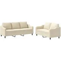 vidaXL Ensemble de canapés 2 pièces avec coussins Crème Tissu