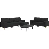 vidaXL Ensemble de canapés 3 pièces avec pouf & coussins décoratifs Noir Tissu