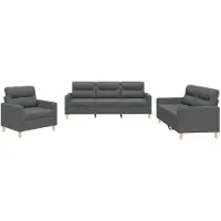 vidaXL Ensemble de canapés 3 pièces avec coussins Tissu gris foncé