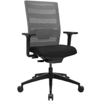 Topstar Siège de bureau AirWork, avec accoudoirs, mécanisme auto-synchrone, assise multicouche et dossier résille, gris/noir