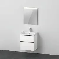 Duravit D-Neo Ensemble pour meuble, lavabo pour meuble avec meuble sous-lavabo suspendu et miroirs LED, 600x480mm, DE0144018180000