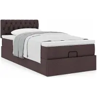 vidaXL Lit ottoman avec matelas brun foncé 90x200 cm Tissu