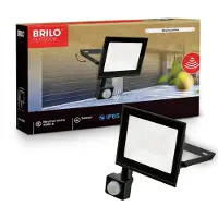 Briloner Projecteur LED d'extérieur avec détecteur de mouvement 14 x 19 cm rectangulaire 30 W 2700 lm 4000 K blanc neutre IP65 noir - Éclairage pour jardin garage allée
