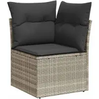 vidaXL Ensemble de salon de jardin 6 pièces avec coussins gris clair Poly rotin