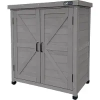 Axi Armoire de rangement en bois Felix – Armoire de jardin en bois certifié FSC – Système de fermeture magnétique – Pieds réglables – 80 x 45 x 93 cm – Gris chaud