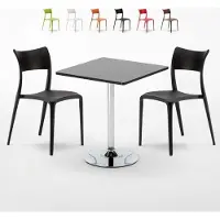AHD Amazing Home Design Noir Table carrée et 2 chaises Ensemble de mâts intérieurs en polypropylène coloré Parisienne Mojito - Noir