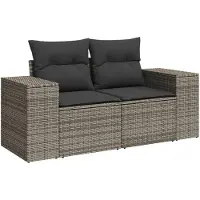 vidaXL Ensemble de salon de jardin 6 pièces avec coussins Gris Poly rotin
