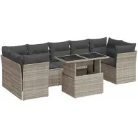 vidaXL Ensemble de 10 canapés de jardin avec coussins gris clair Poly rotin
