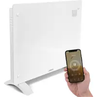Vonroc Chauffage électrique de luxe - Convecteur - Panneau en verre 1500W Premium - Blanc | Commande manuelle et Wi-Fi incl.
