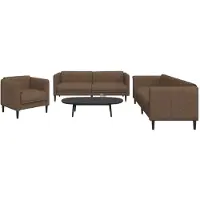 vidaXL Ensemble de canapés 3 pièces brun tissu