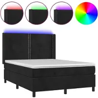 vidaXL Lit boxspring avec matelas noir 160 x 200 cm velours