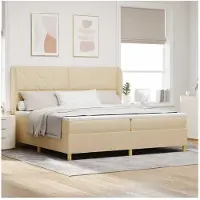 vidaXL Lit boxspring avec tête de lit Crème 200 x 200 cm Tissu