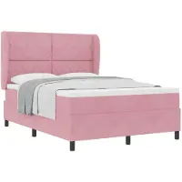 vidaXL Lit boxspring avec matelas avec tête de lit rose 140 x 190 cm velours