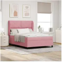 vidaXL Lit boxspring avec matelas avec tête de lit rose 140 x 200 cm velours