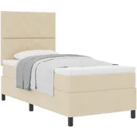 vidaXL Lit boxspring avec matelas avec tête de lit Crème 90 x 190 cm Tissu