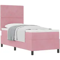 vidaXL Lit boxspring avec matelas avec tête de lit rose 80 x 200 cm velours