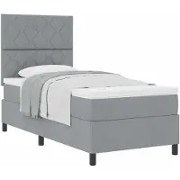 vidaXL Lit boxspring avec matelas gris clair 90 x 190 cm Tissu