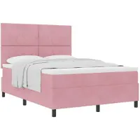 vidaXL Lit boxspring avec matelas avec tête de lit rose 140 x 190 cm velours