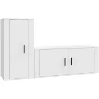 vidaXL 2 Piece TV Cabinet Set White Engineered Wood