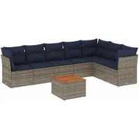 vidaXL Ensemble de jardin canapé 8 pièces avec coussins Gris Poly rotin