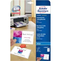 Avery Zweckform C32028-25 Paquet de 25 feuilles 220 g finition brillante pour cartes de visite à bords lisses pour imprimante jet d'encre (Blanc) (Import Allemagne)