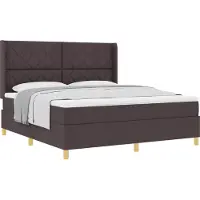 vidaXL Lit boxspring avec matelas brun foncé 180 x 200 cm Tissu