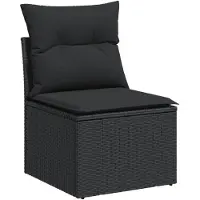 vidaXL Ensemble de salon de jardin 7 pièces avec coussins noir poly rotin