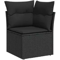 vidaXL Ensemble de jardin canapé 8 pièces avec coussins noir poly rotin